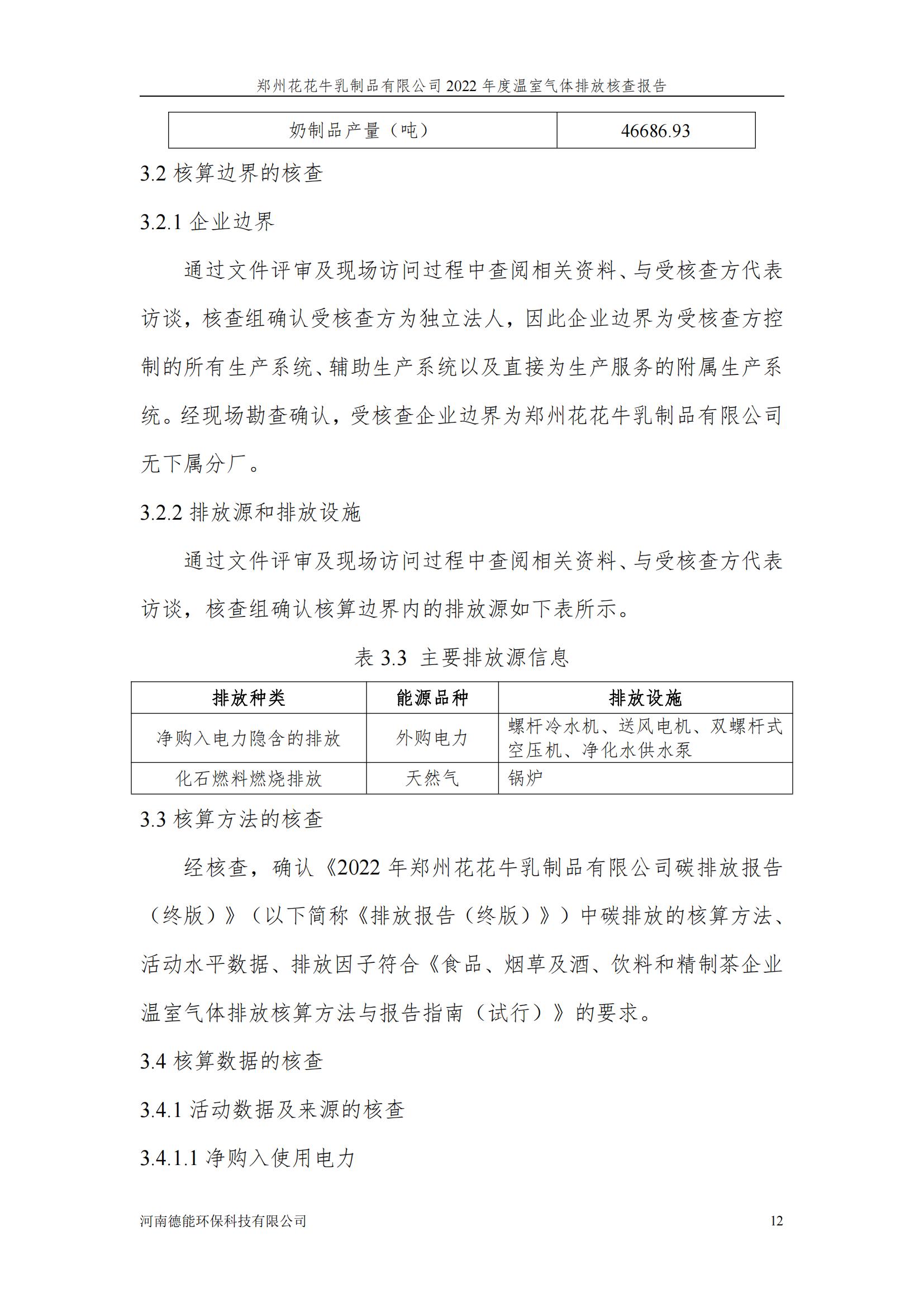 《郑州心博（中国）乳制品有限公司2022年度温室气体排放核查报告》公示